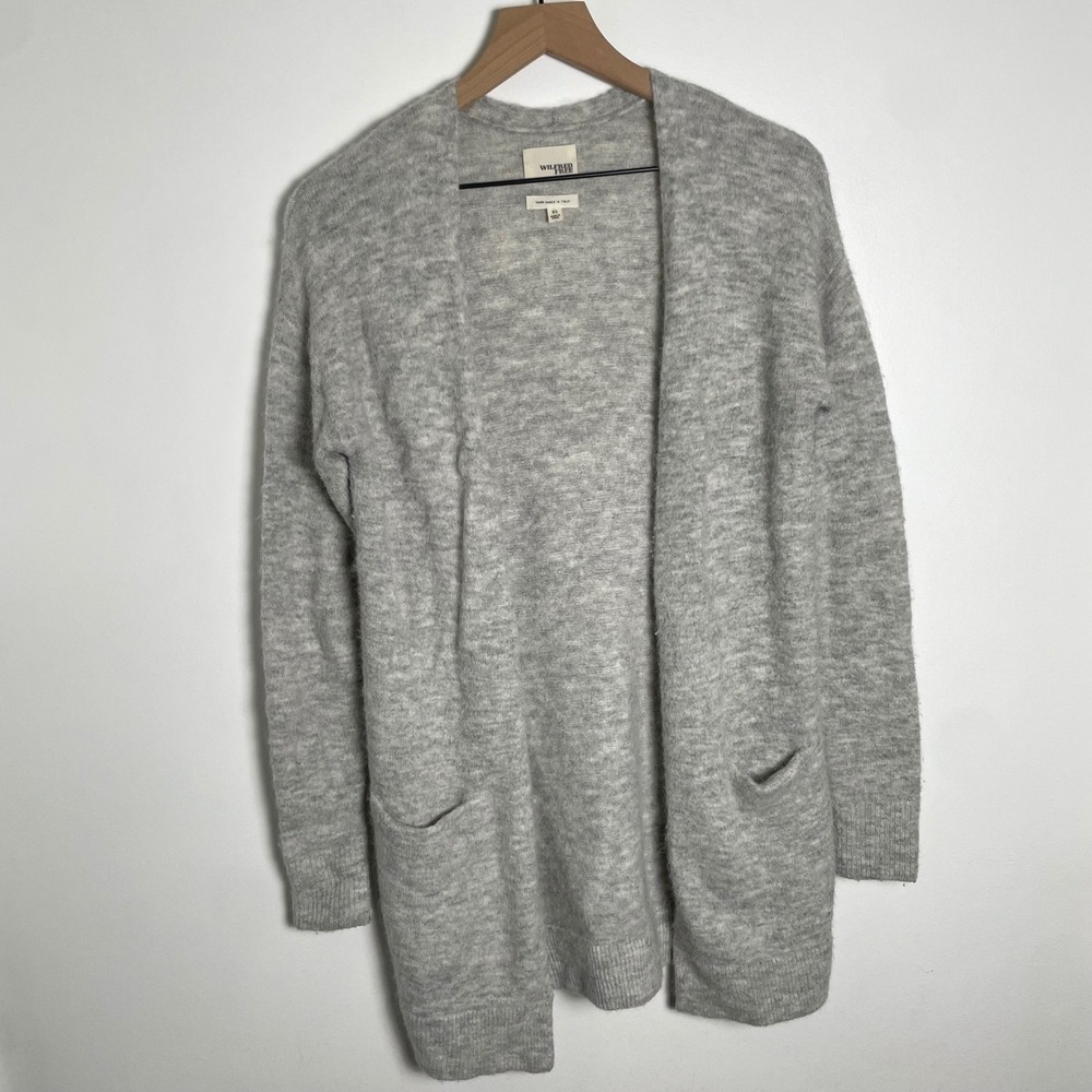 Wilfred Free Cardigan Women XS Grey Alpaca Wool Blend Open Front Layering Cozy